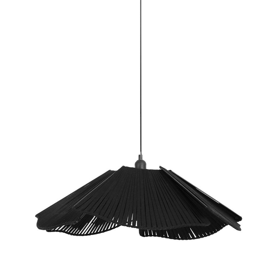 Luminaires Fabrique De Styles | Suspension En Fer Et Coton D70Cm Noir - Plaka