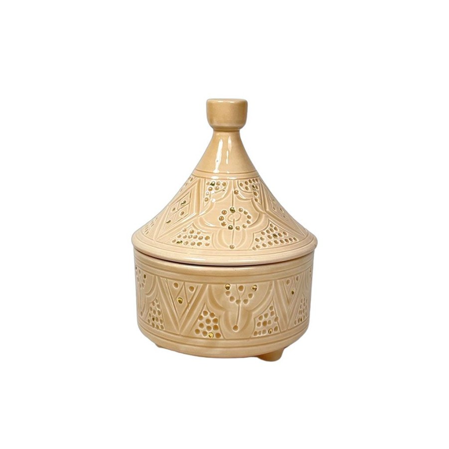 Deco Fabrique De Styles Petits Objets Deco | Boite A Tajine Sable Or D14Xh17Cm - Empreinte