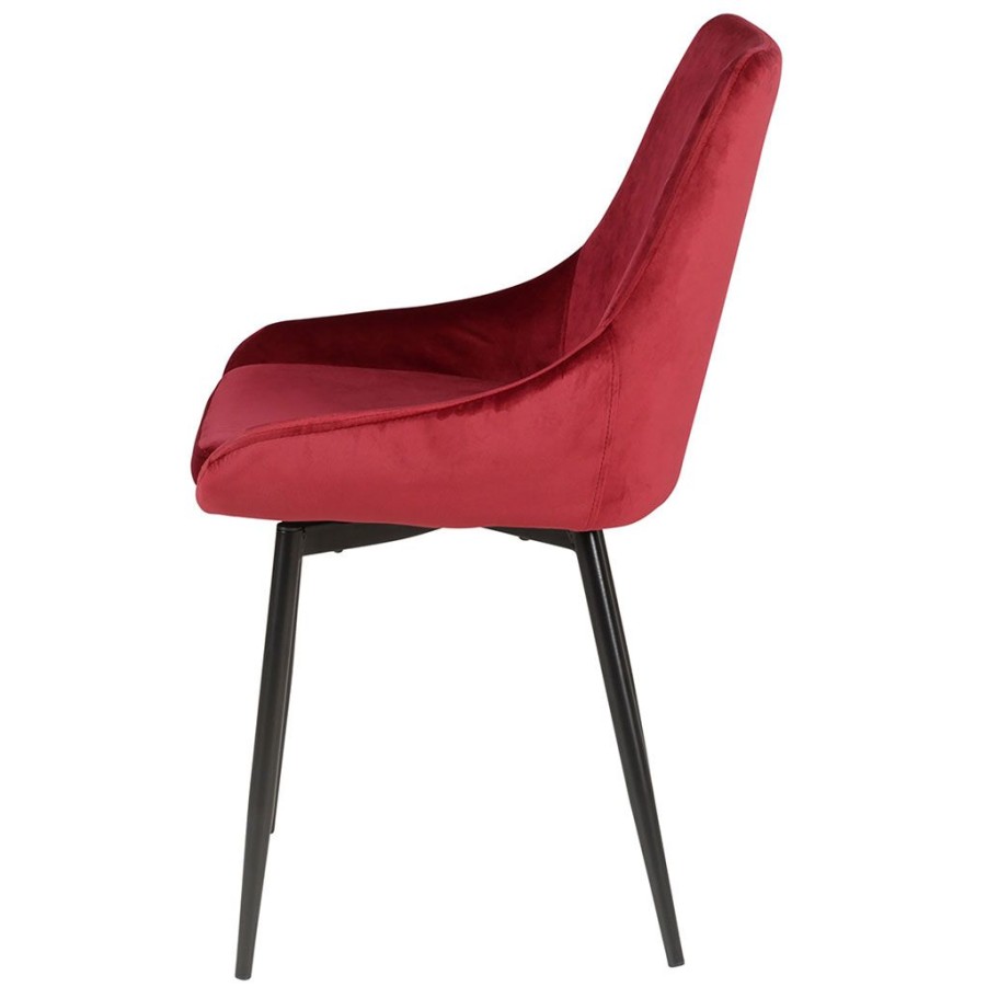 Meubles Fabrique De Styles Chaises | Chaise Salle A Manger En Velours Rouge - Ben