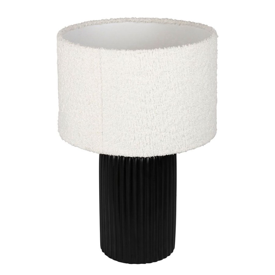 Luminaires Fabrique De Styles | Lampe En Ceramique Noir Et Coton Ecru H41Cm - Organic