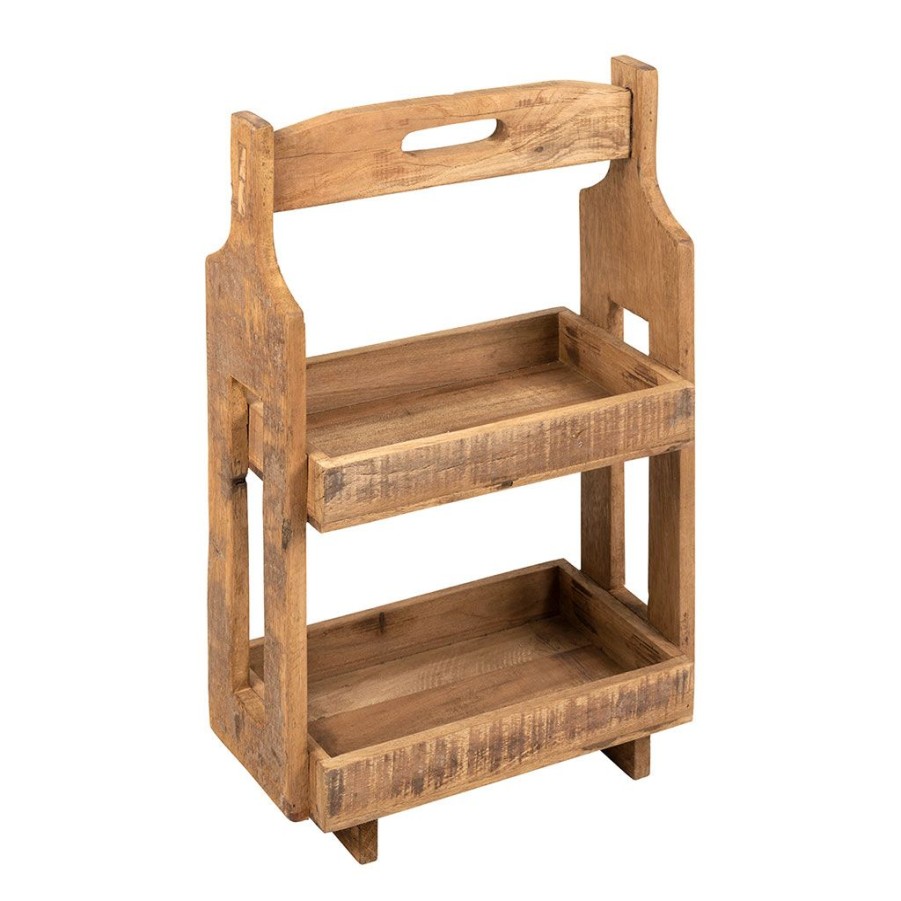 Meubles Fabrique De Styles Bibliotheques Et Etageres | Etagere 2 Paniers En Bois Recycle Naturel H65.5Cm - Campagne