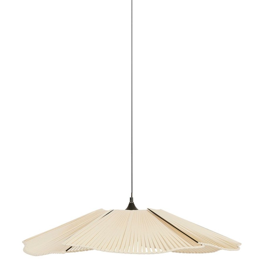 Luminaires Fabrique De Styles | Suspension En Fer Et Coton D77Cm Creme - Plaka