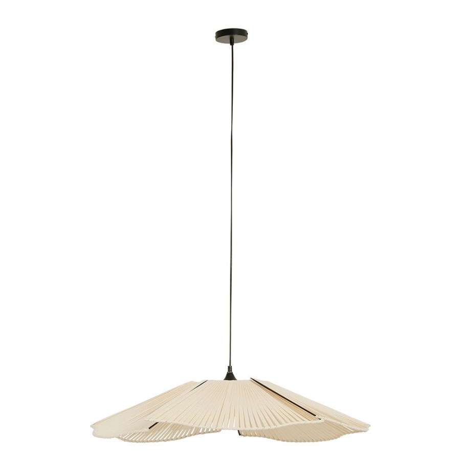 Luminaires Fabrique De Styles | Suspension En Fer Et Coton D77Cm Creme - Plaka