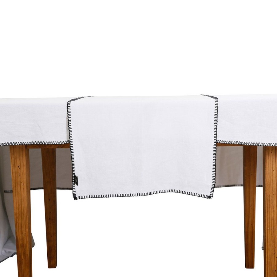 Textiles Fabrique De Styles Chemins De Table | Chemin De Table Letia Blanc 50X145Cm 100% Lin Lave