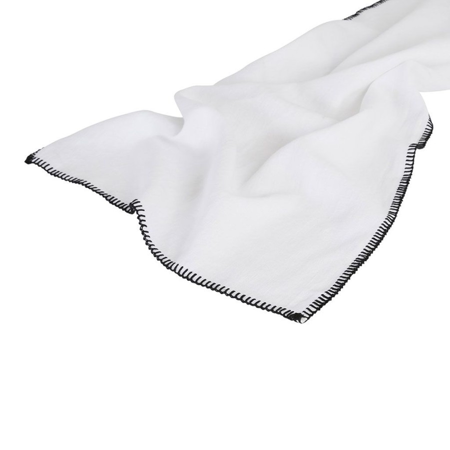 Textiles Fabrique De Styles Chemins De Table | Chemin De Table Letia Blanc 50X145Cm 100% Lin Lave