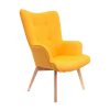 Meubles Fabrique De Styles Fauteuils | Fauteuil De Salon En Bois Et Tissu Jaune - Nora