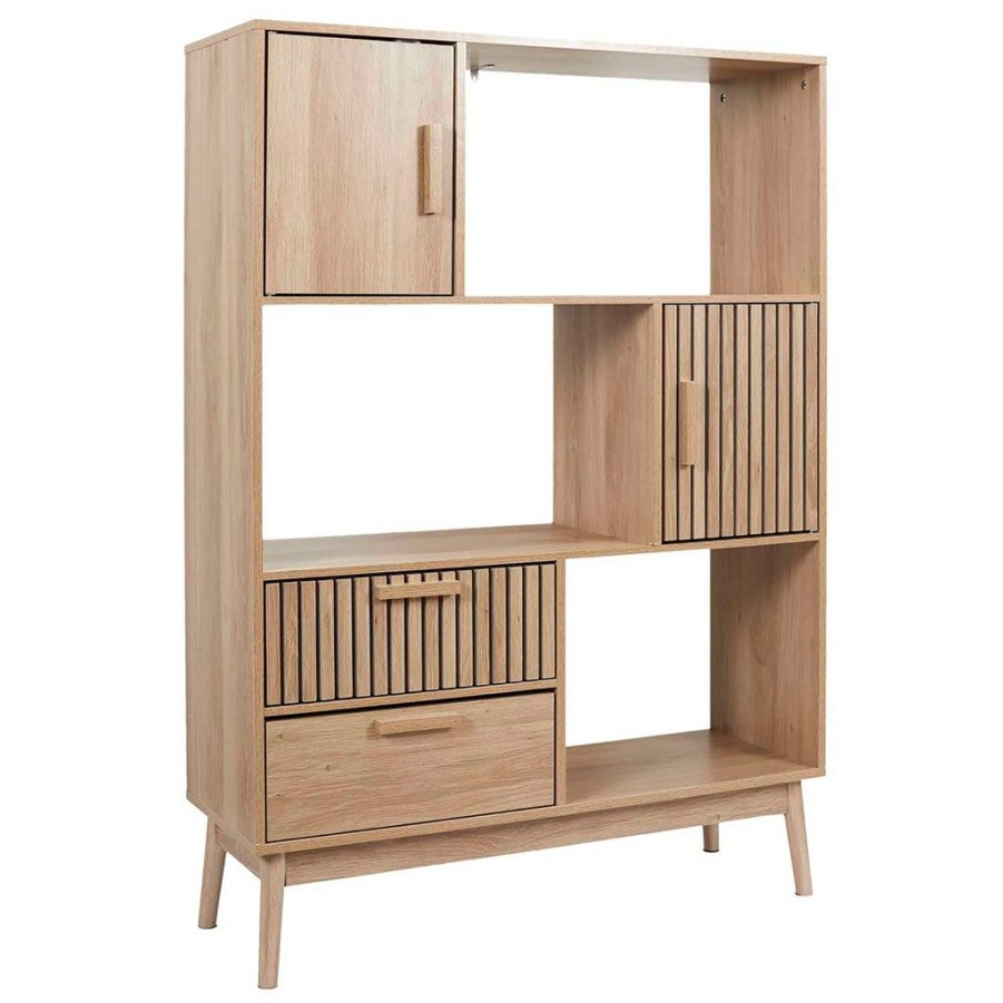 Meubles Fabrique De Styles Bibliotheques Et Etageres | Bibliotheque En Bois Naturel H140Cm - Kara