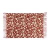 Deco Fabrique De Styles | Tapis Floral En Coton Rouge 120X80Cm