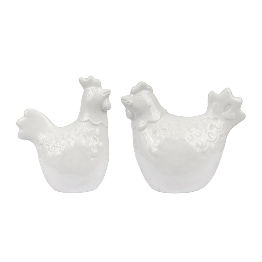 Deco Fabrique De Styles Petits Objets Deco | Deco Poule X2 Campagne Blanc