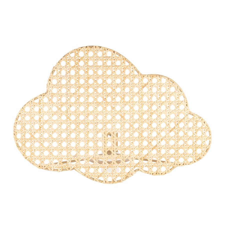 Luminaires Fabrique De Styles | Applique Lune En Rotin Et Fer Naturel H11.5Cm - Songes