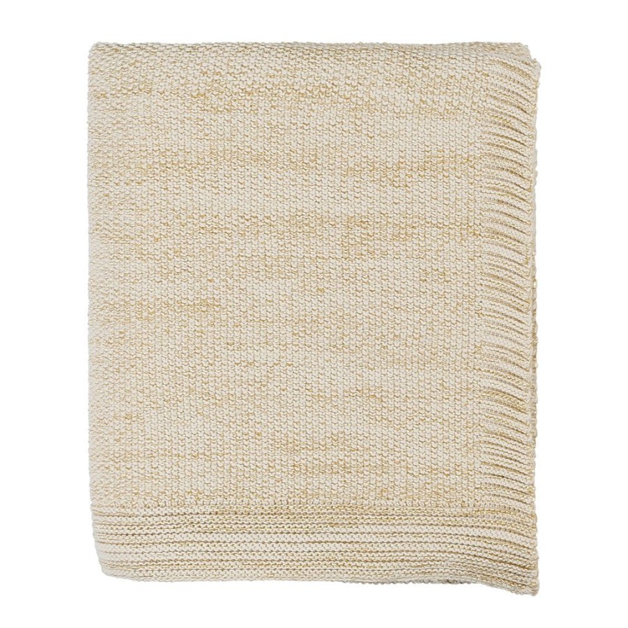 Textiles Fabrique De Styles Plaids | Plaid En Coton Naturel Et Dore 150X125Cm - Ombelio