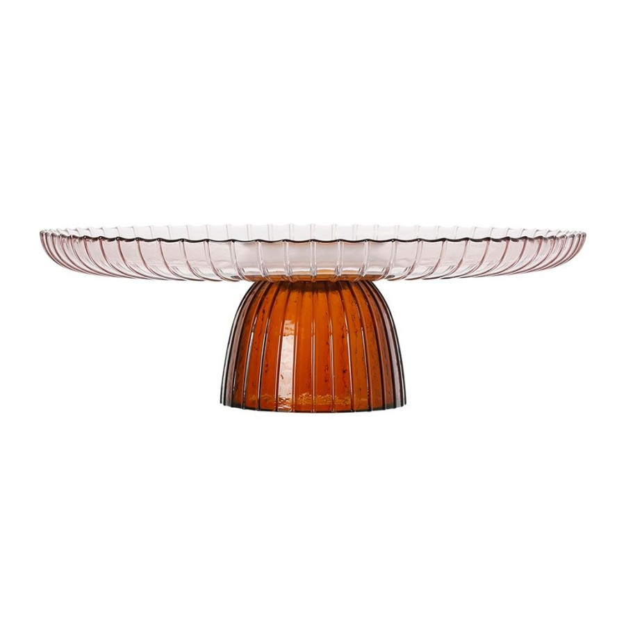 Arts De La Table Fabrique De Styles Plats Et Saladiers | Plat Sur Pied En Verre Ambre D30Xh9.5Cm - Manarola