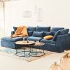 Meubles Fabrique De Styles Canapes Modulables | Canape Modulable 3 Places Bleu Grise Avec Pouf - Auguste