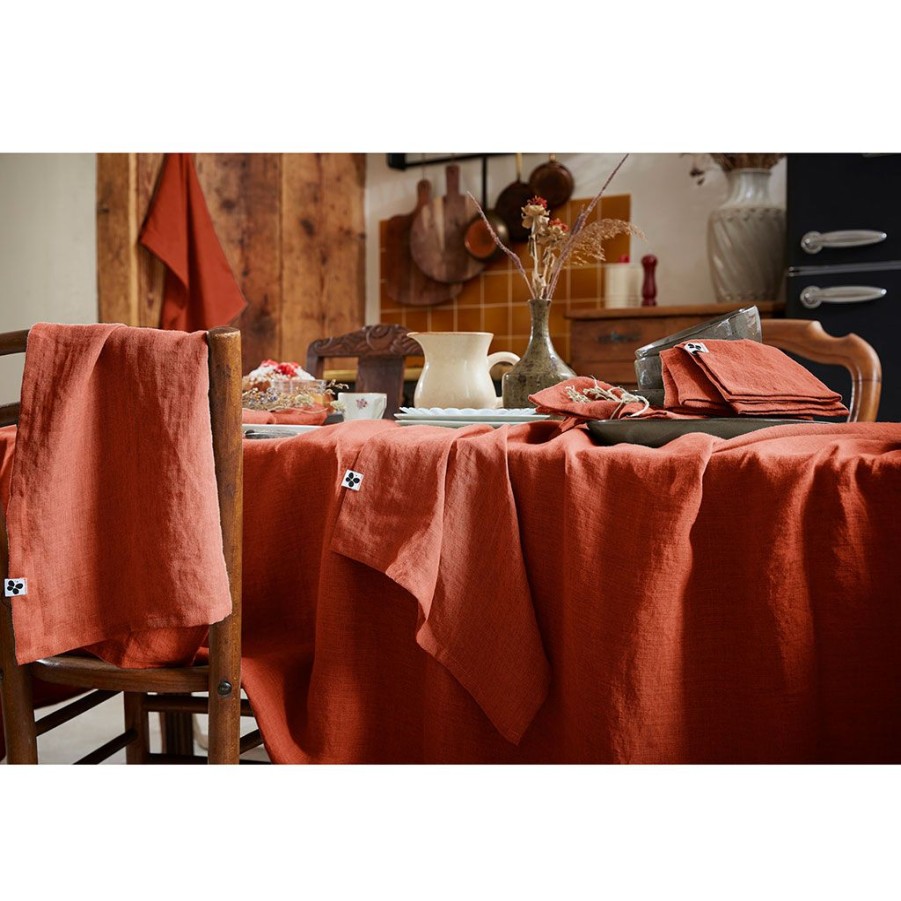 Textiles Fabrique De Styles Nappes | Nappe Rectangle En Lin Lave Paprika 170X250Cm - Soline