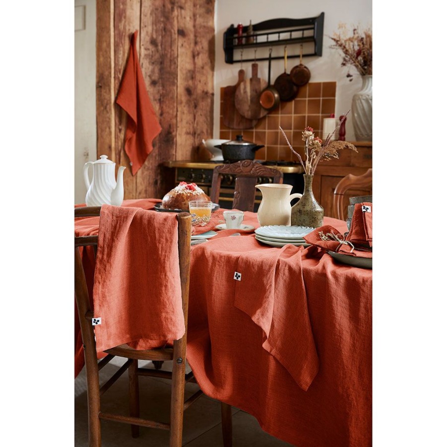 Textiles Fabrique De Styles Nappes | Nappe Rectangle En Lin Lave Paprika 170X250Cm - Soline