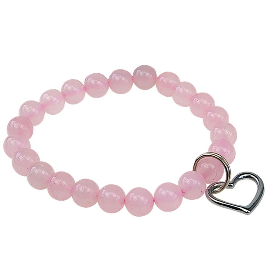 Accessoires Et Loisirs Fabrique De Styles Bijoux Fantaisie | Bracelet Quartz Rose Perles Rondes 8Mm Et Coeur