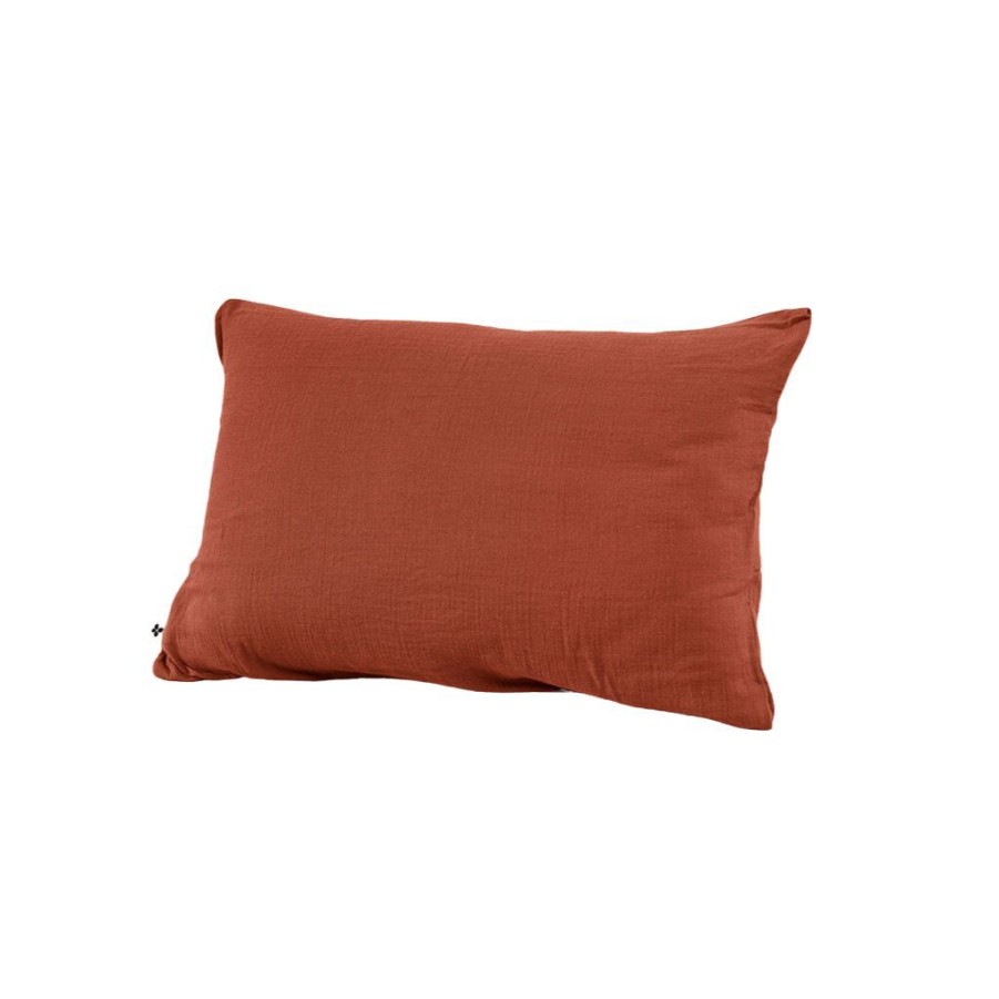 Textiles Fabrique De Styles Taies Et Traversins | Taie D'Oreiller En Gaze De Coton Unie Terracotta 50X70Cm - Gaia