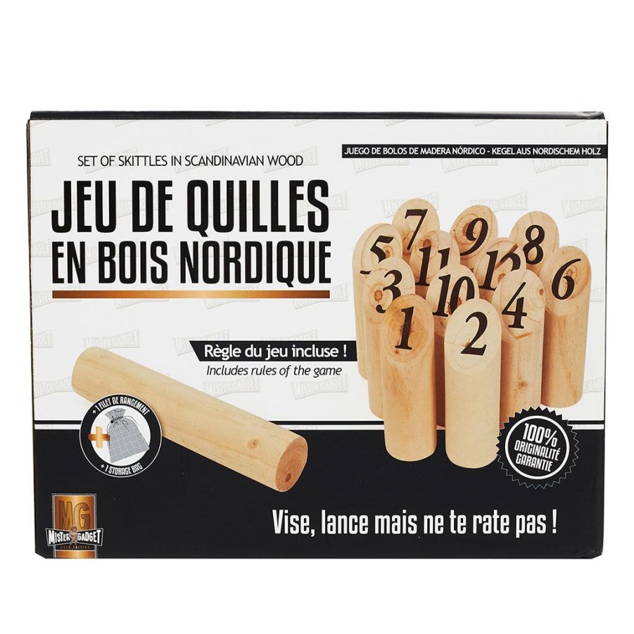 Accessoires Et Loisirs Fabrique De Styles | Jeu De Quilles Nordique En Pin + Filet De Rangement