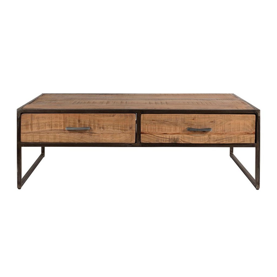 Meubles Fabrique De Styles Table Basses | Table Basse En Acacia Et Fer Noir 120X60Cm - Factory