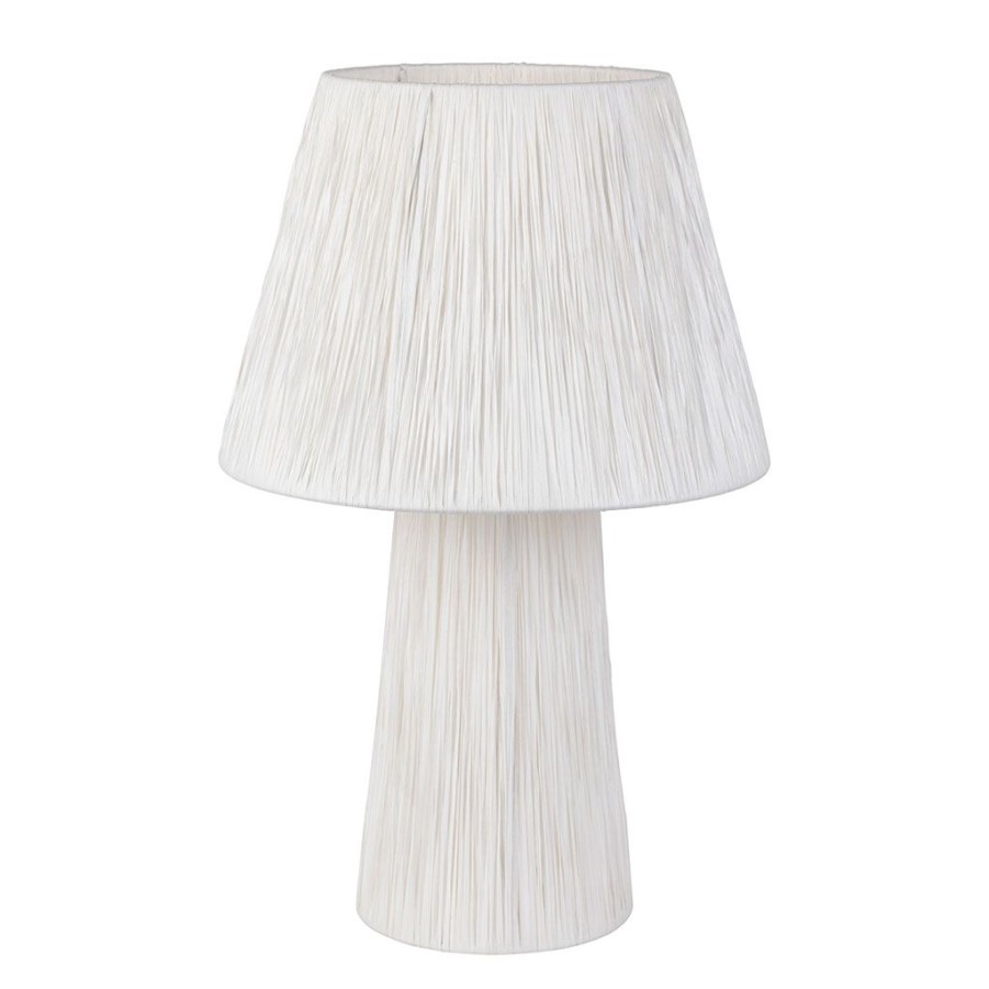 Luminaires Fabrique De Styles | Lampe En Raphia Et Fer Blanc H45Cm Non Electrifiee - Calyp