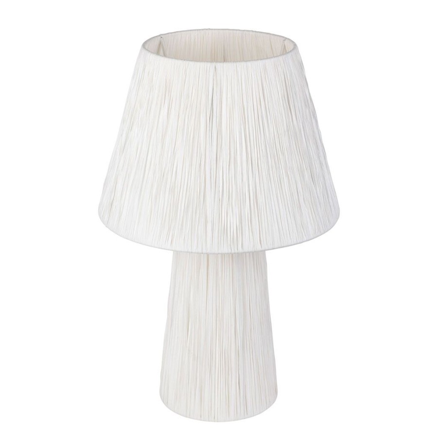 Luminaires Fabrique De Styles | Lampe En Raphia Et Fer Blanc H45Cm Non Electrifiee - Calyp