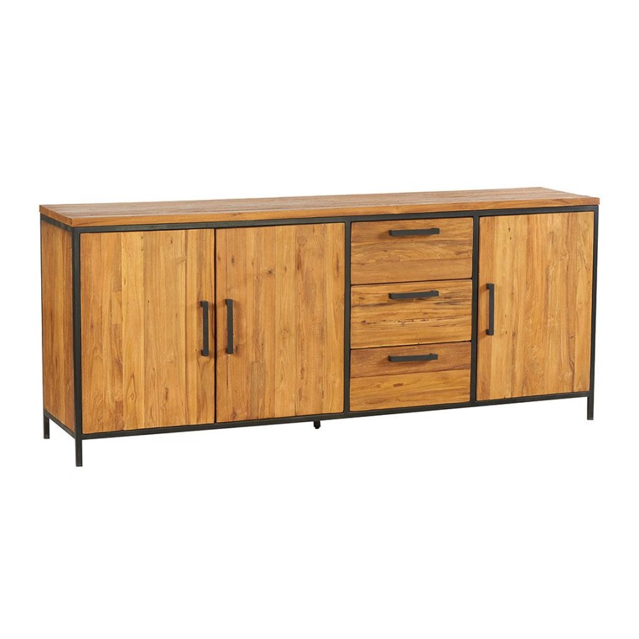 Meubles Fabrique De Styles Buffets Et Vitrines | Buffet Enfilade En Teck Massif 3 Portes L195Cm - Alix