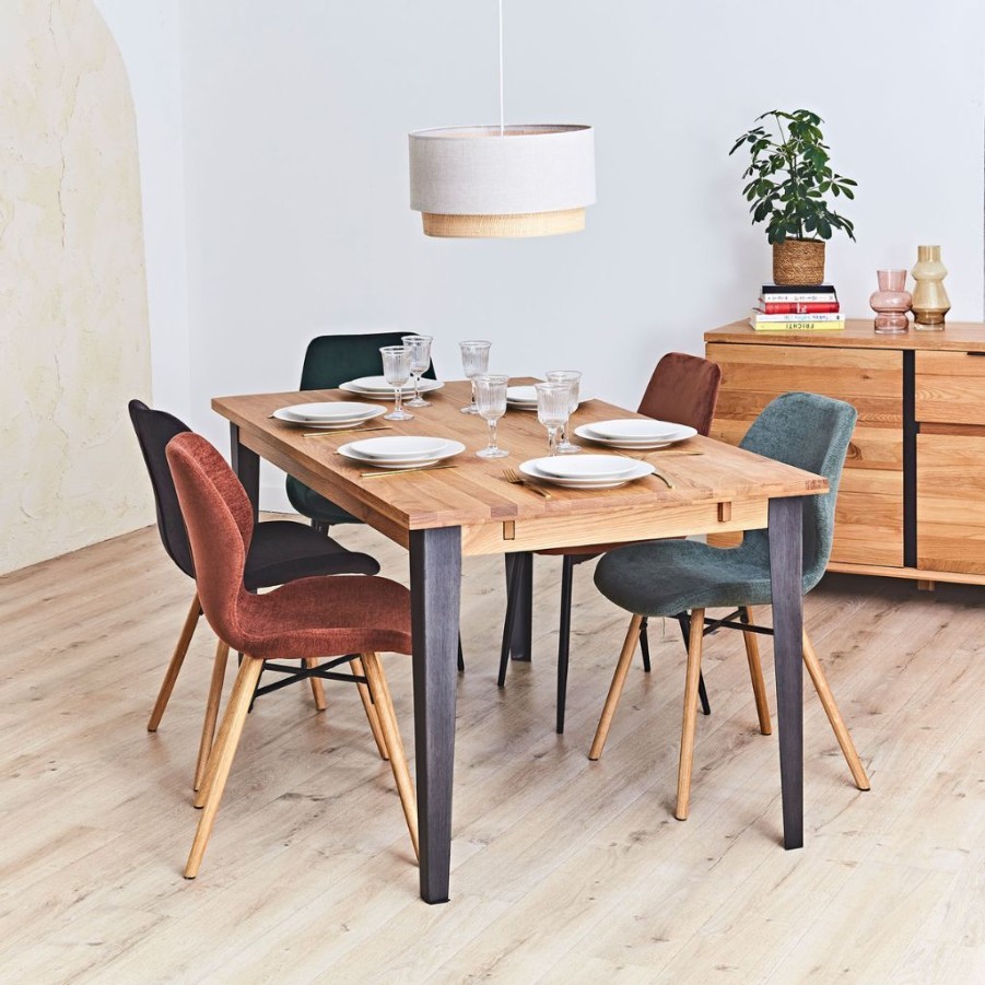 Meubles Fabrique De Styles Table De Salle A Manger | Table A Manger En Chene Massif Et Pieds Acier 160X90Cm- Manny