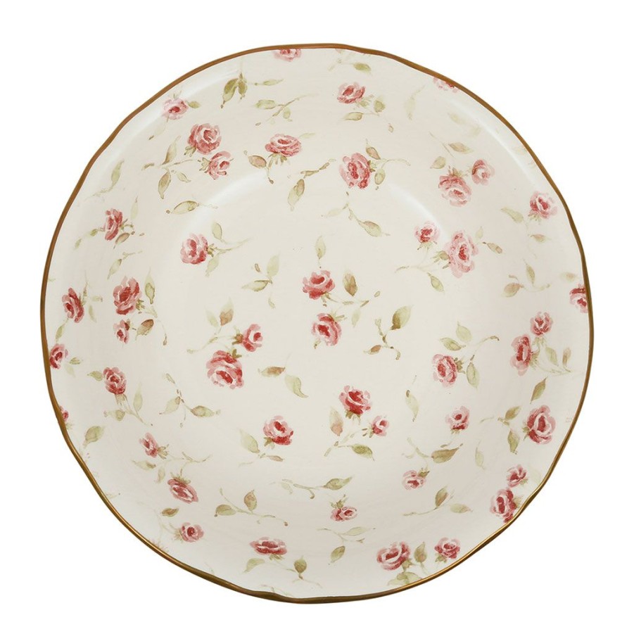 Arts De La Table Fabrique De Styles Plats Et Saladiers | Saladier En Faience Rose Et Dore D23Cm - Rose