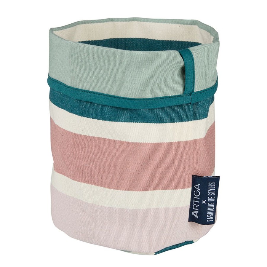 Jardin Fabrique De Styles Deco&Accessoires Et Rangements | Corbeille/Cache Pot Bleu Et Rose D14Xh15Cm En Coton