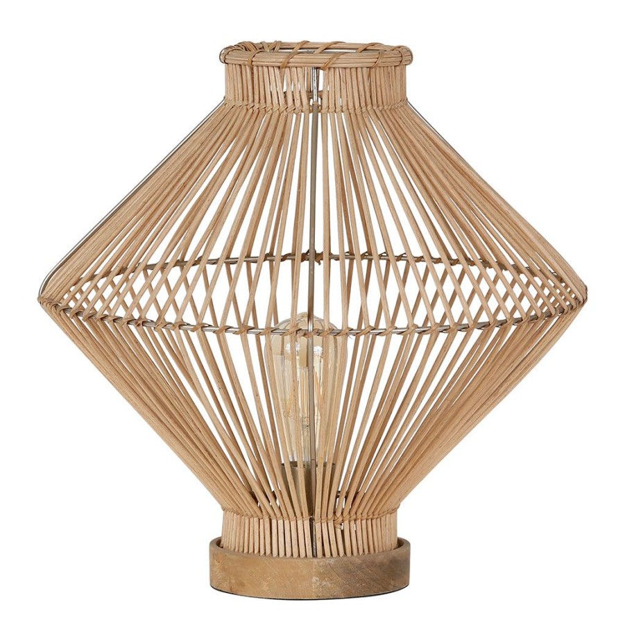 Luminaires Fabrique De Styles | Lampe En Fer Et Rotin H38Cm Naturel - Brasil