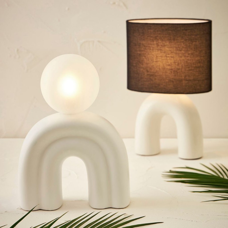 Luminaires Fabrique De Styles | Lampe En Ceramique Et Coton Ecru H32Cm - Organic