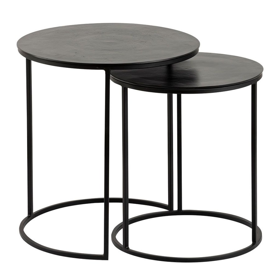 Meubles Fabrique De Styles Bouts De Canape Et Tables D'Appoint | Tables D'Appoint Gigogne (X2) En Fer Noir - Felia