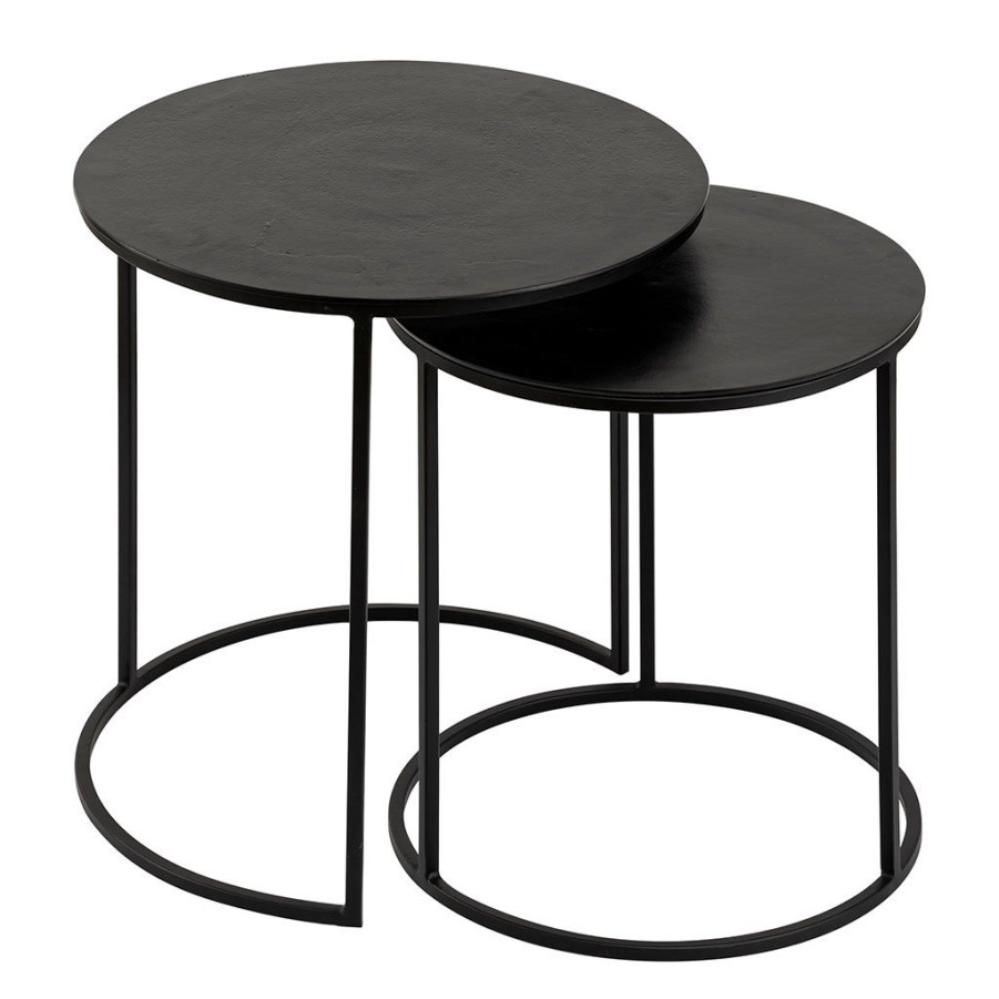 Meubles Fabrique De Styles Bouts De Canape Et Tables D'Appoint | Tables D'Appoint Gigogne (X2) En Fer Noir - Felia