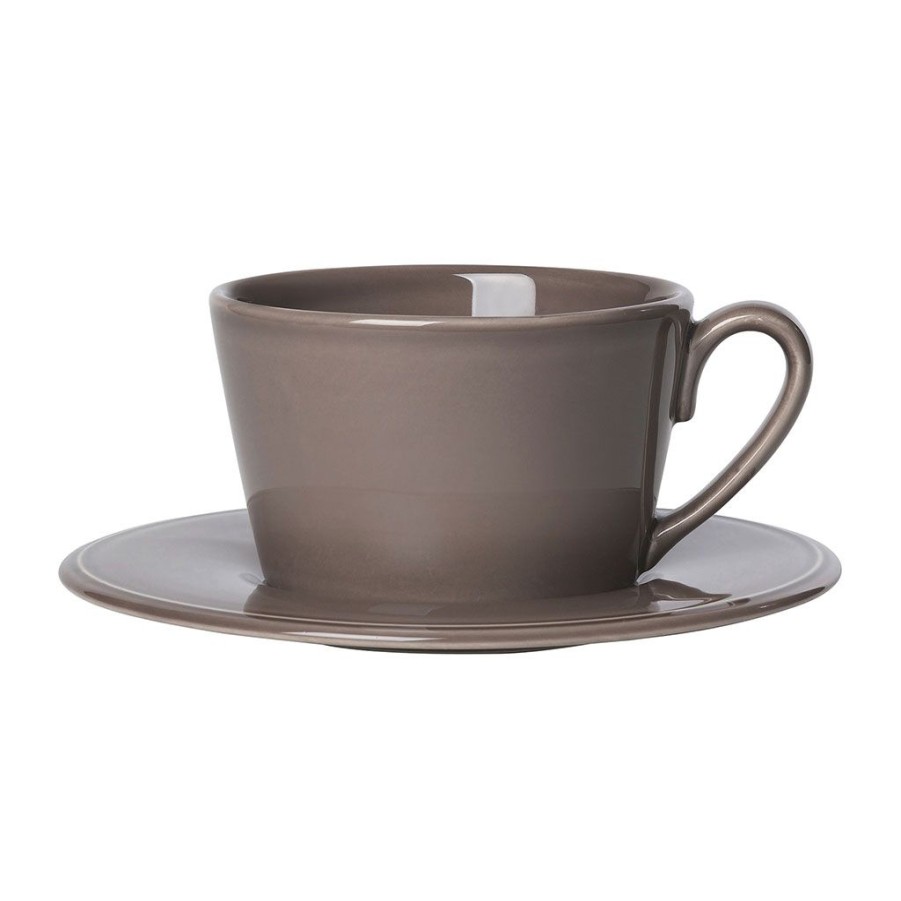 Arts De La Table Fabrique De Styles Tasses Et Mugs | Tasse Avec Sous-Tasse En Faience Poivre - Constance