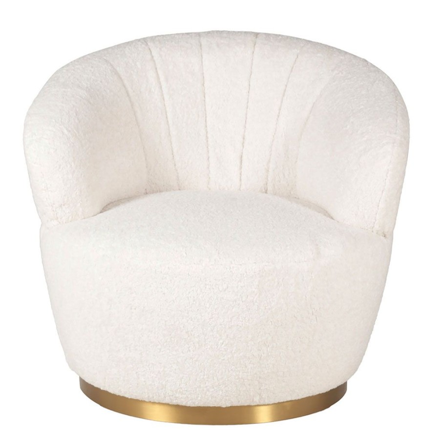 Meubles Fabrique De Styles Fauteuils | Fauteuil Tissu Effet Mohair Ecru - Vesna