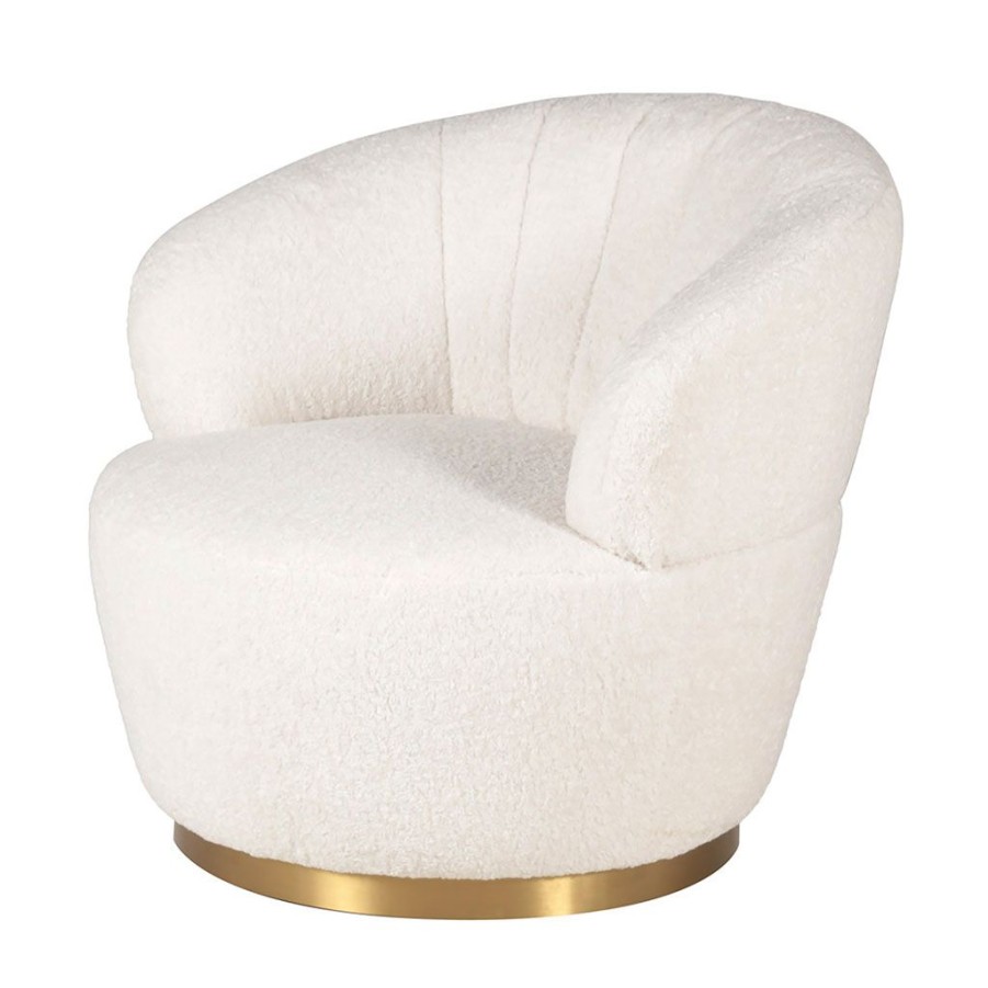 Meubles Fabrique De Styles Fauteuils | Fauteuil Tissu Effet Mohair Ecru - Vesna