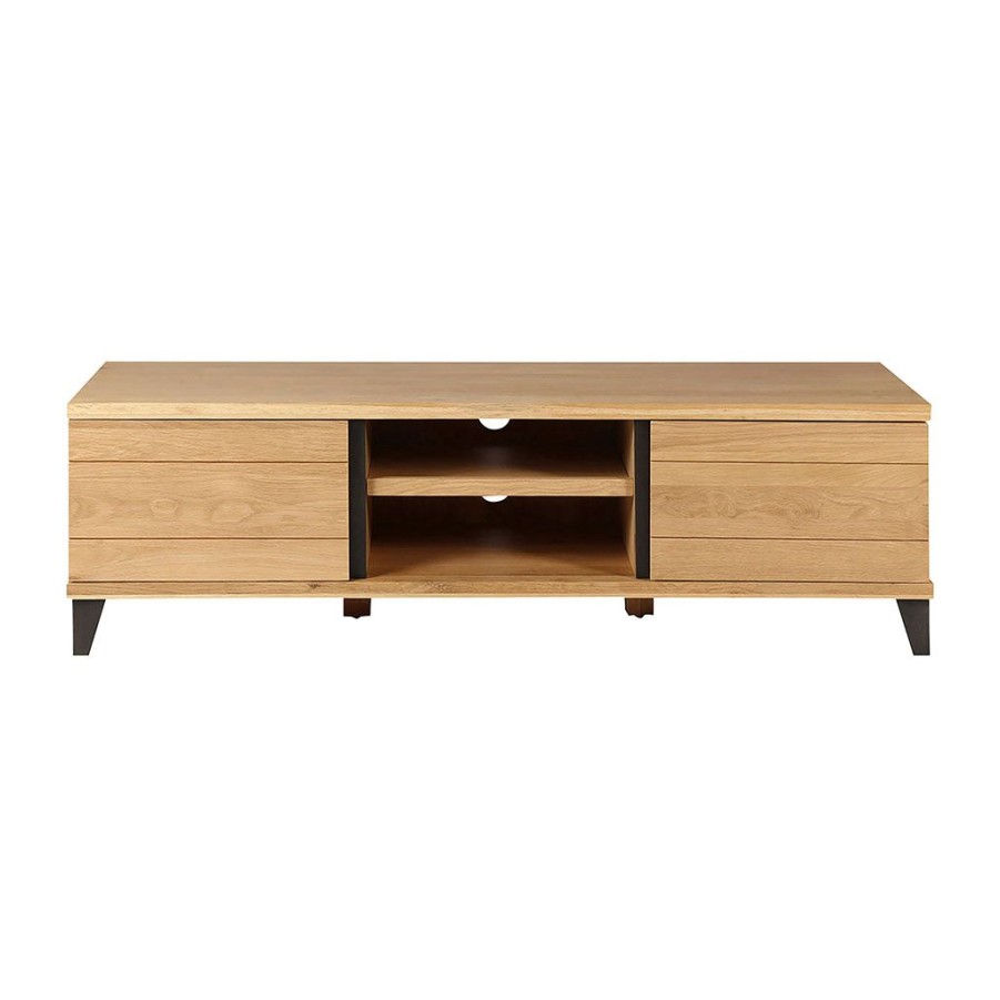 Meubles Fabrique De Styles Meubles Tv | Meuble Tv Naturel En Chene 2 Portes L150Cm - Manny