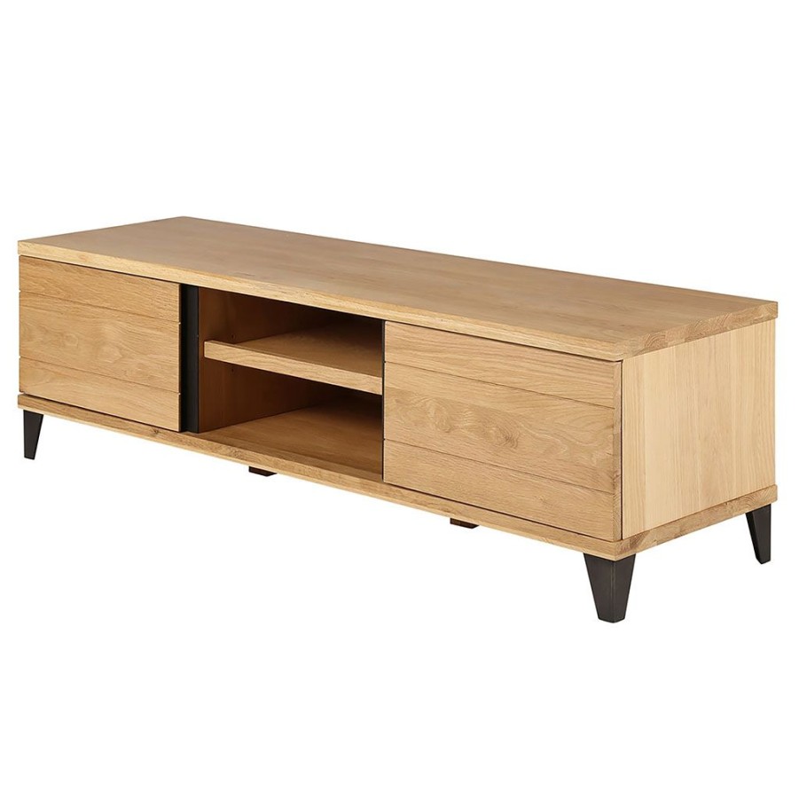 Meubles Fabrique De Styles Meubles Tv | Meuble Tv Naturel En Chene 2 Portes L150Cm - Manny