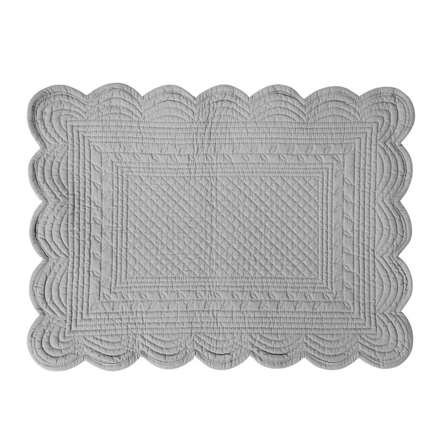 Textiles Fabrique De Styles Sets De Table | Set De Table Rectangulaire Boutis Gris Perle En Coton