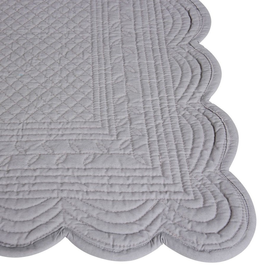 Textiles Fabrique De Styles Sets De Table | Set De Table Rectangulaire Boutis Gris Perle En Coton