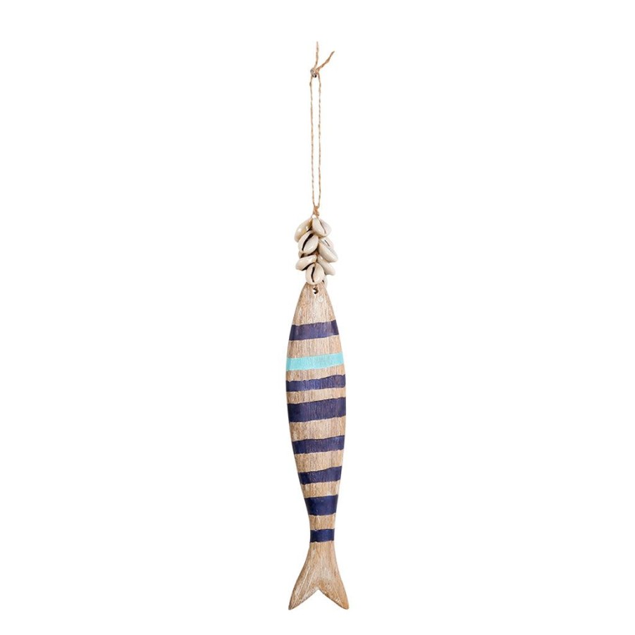 Deco Fabrique De Styles Deco A Suspendre Et Adhesive | Deco Poisson Un Ete A La Mer H30Cm Bleu