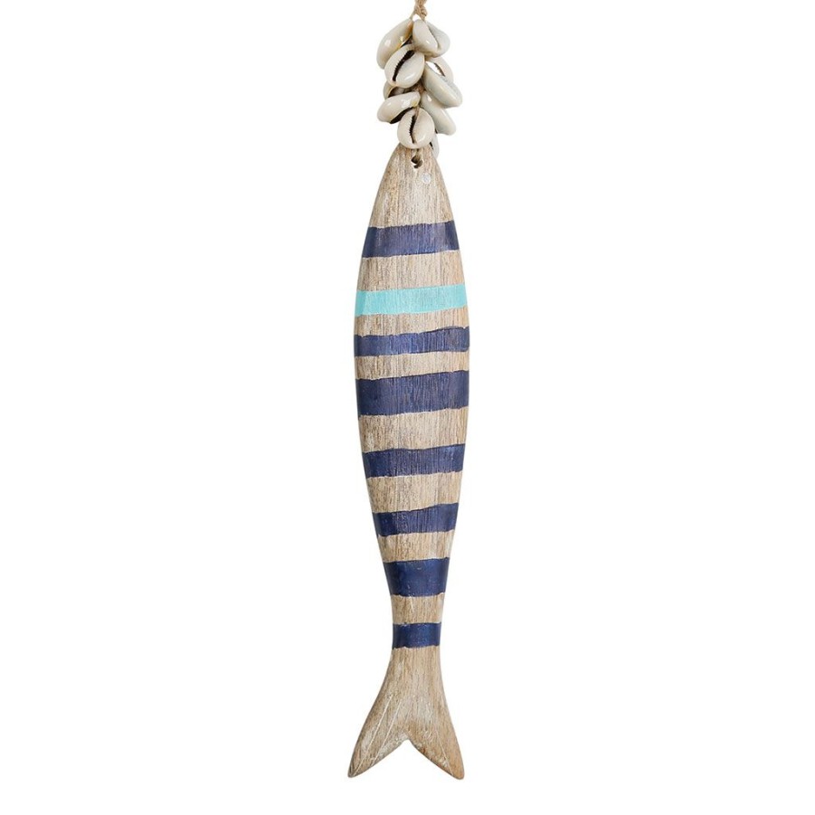 Deco Fabrique De Styles Deco A Suspendre Et Adhesive | Deco Poisson Un Ete A La Mer H30Cm Bleu