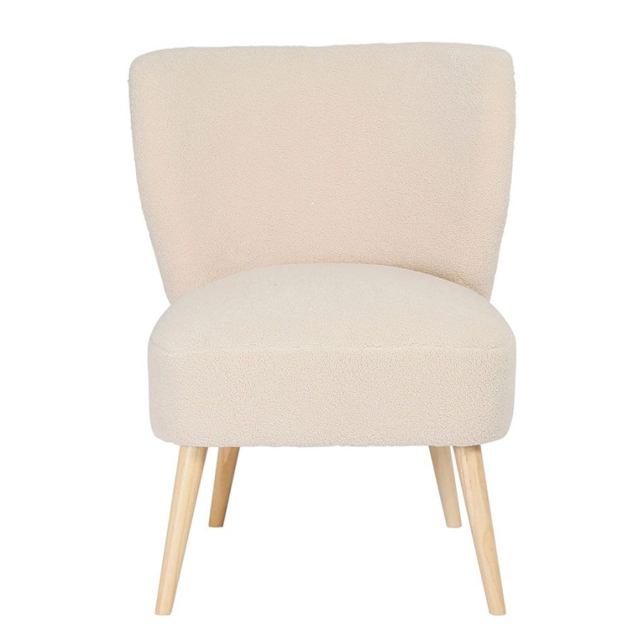 Meubles Fabrique De Styles Fauteuils | Fauteuil En Tissu Bouclette Ivoire - Claudine