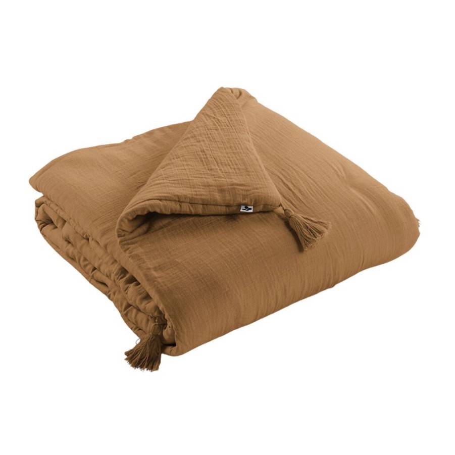 Textiles Fabrique De Styles Housses D'Edredon | Edredon Camel En Gaze De Coton 150X150Cm - Gaia