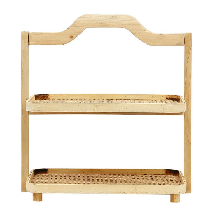 Meubles Fabrique De Styles Bibliotheques Et Etageres | Etagere 2 Niveaux En Bambou Naturel 44.5X26Xh46Cm - Ladret