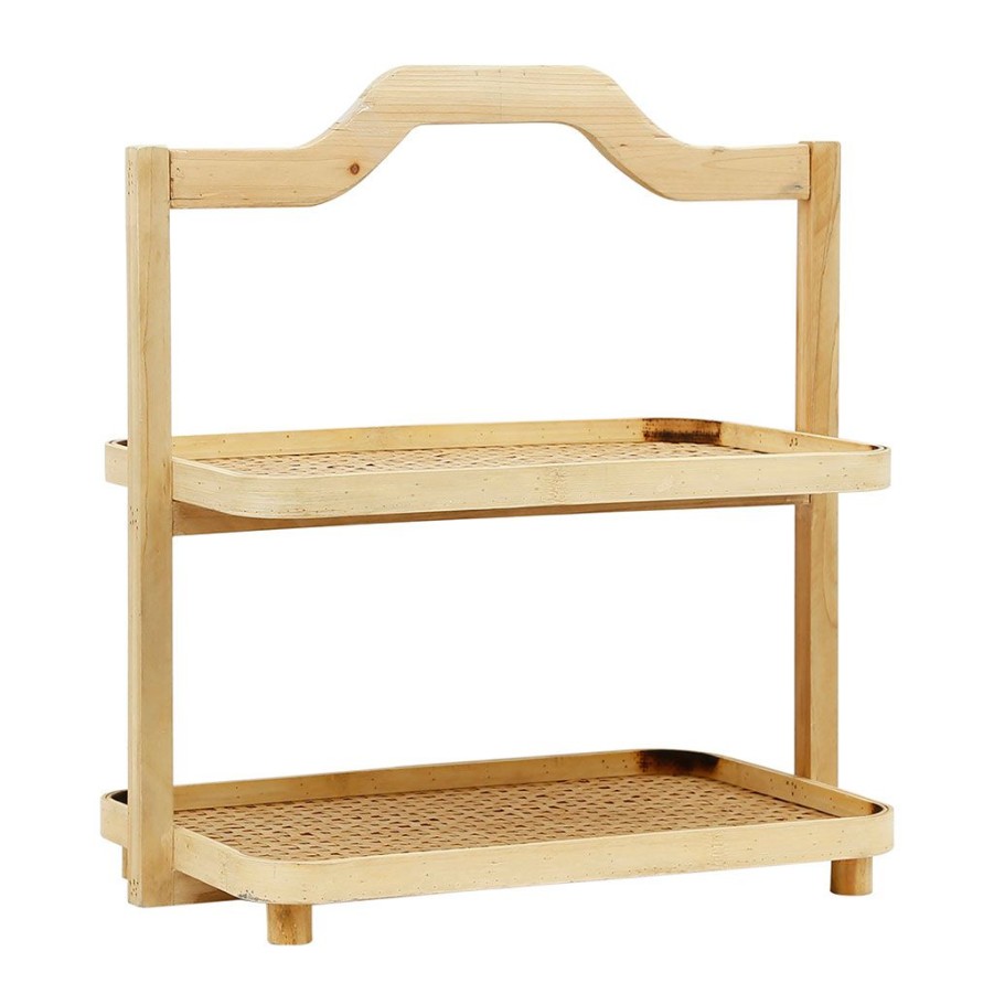 Meubles Fabrique De Styles Bibliotheques Et Etageres | Etagere 2 Niveaux En Bambou Naturel 44.5X26Xh46Cm - Ladret