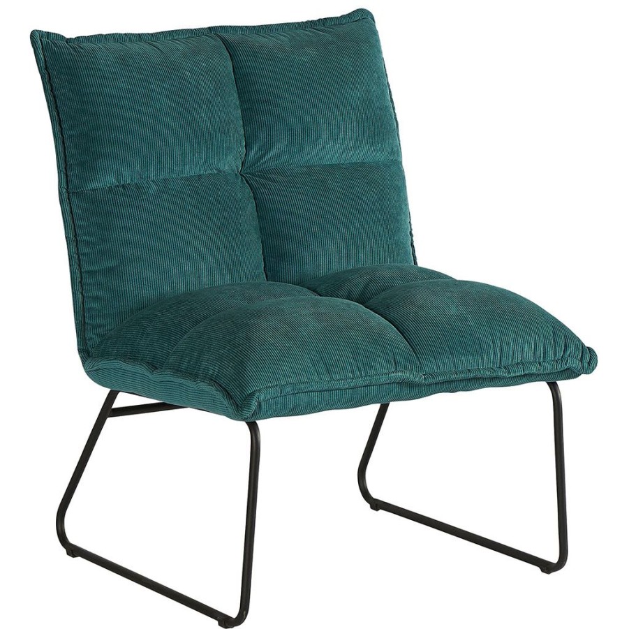 Meubles Fabrique De Styles Fauteuils | Fauteuil En Tissus Cotele Bleu - Leya