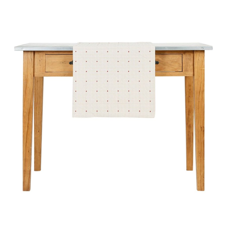 Textiles Fabrique De Styles Chemins De Table | Chemin Table En Coton Grege 45X150Cm - P'Tits Coeurs