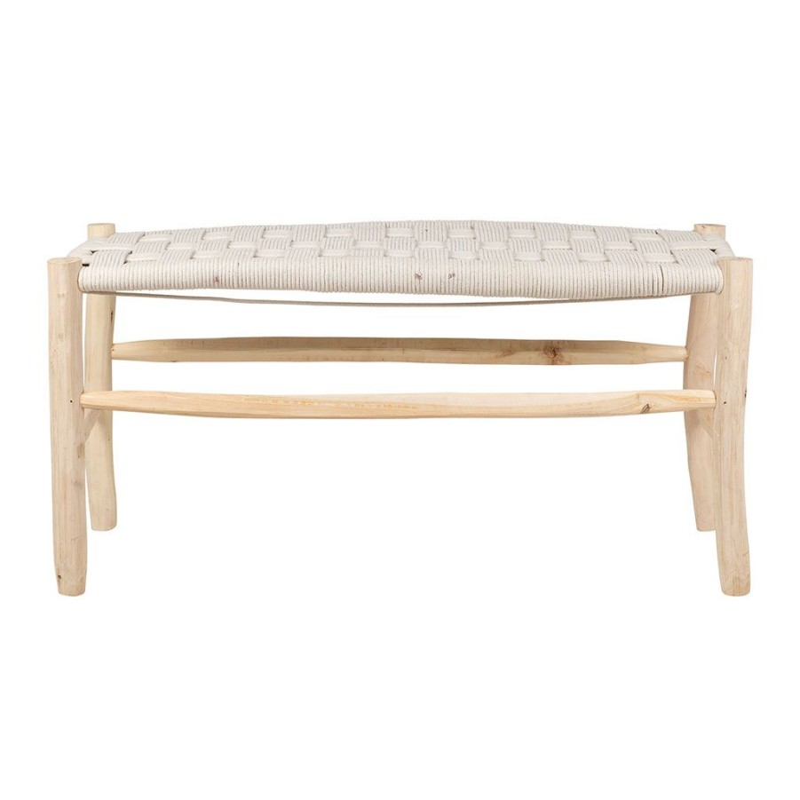 Meubles Fabrique De Styles Bancs Et Banquettes | Banc En Bois D'Eucalyptus Et Coton Beige