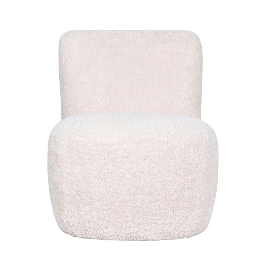 Meubles Fabrique De Styles Fauteuils | Fauteuil Bouclette Imitation Fourrure Blanc - Eve